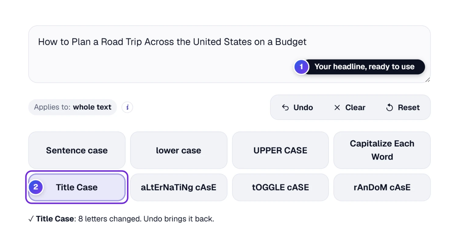 A blog headline changed to Title Case: small words like a, the and on stay lowercase