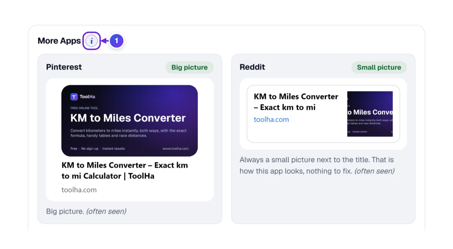 More apps: preview cards for Pinterest and Reddit, the first of nine extra apps