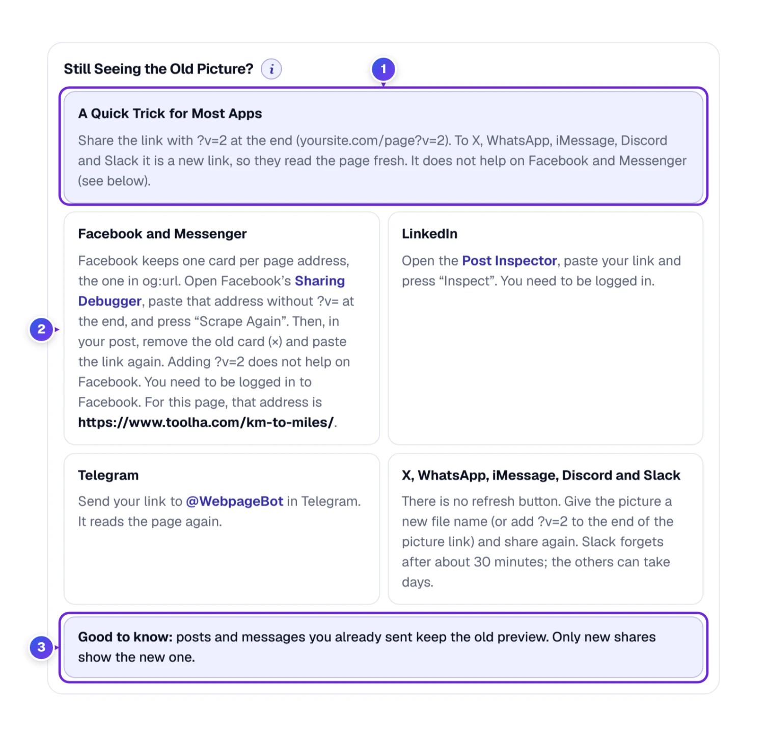 Still seeing the old picture: the ?v=2 trick for most apps and how to refresh Facebook, LinkedIn, Telegram and others