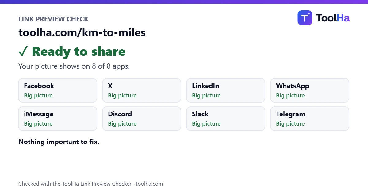 The picture made by Save as picture: the link, Ready to share, the eight main apps and the ToolHa logo